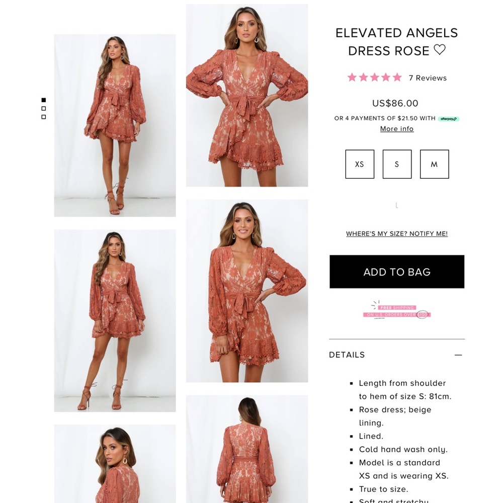 Hello Molly rose colored wrap dress. Medium. Only worn once. Perfect condition.